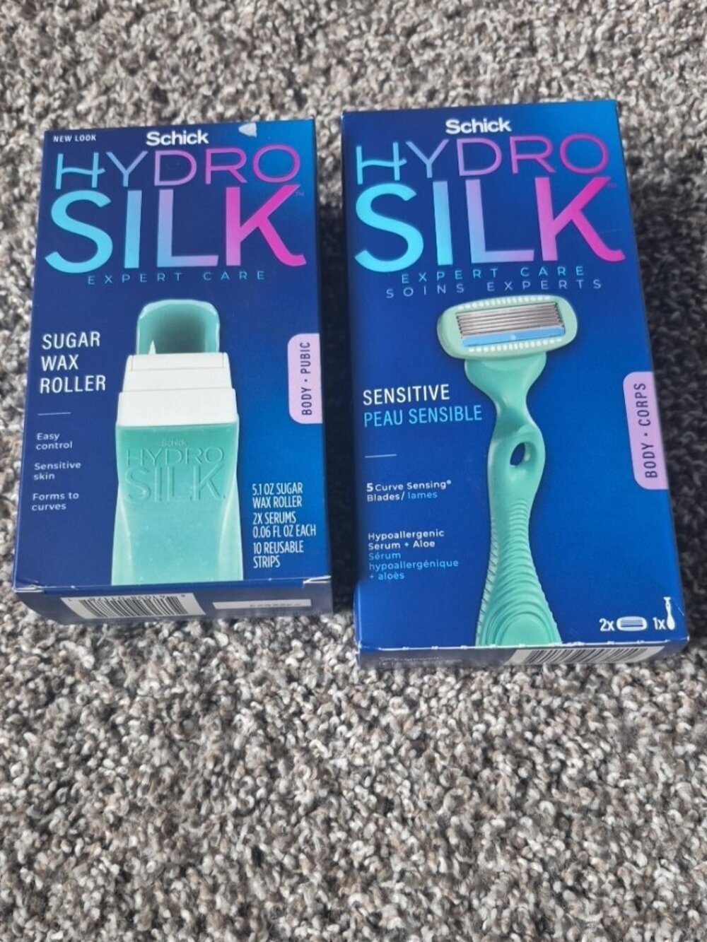 Schick Hydro Silk Sugar Wax Hair Removal Roller And Sensitive Razor 5 Blades
